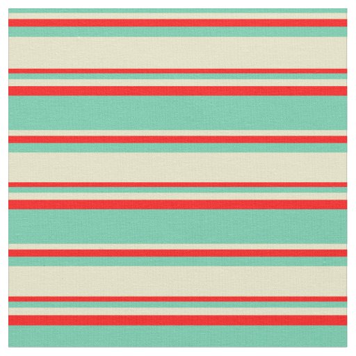Aquamarine, Pale Goldenrod & Red Pattern Fabric