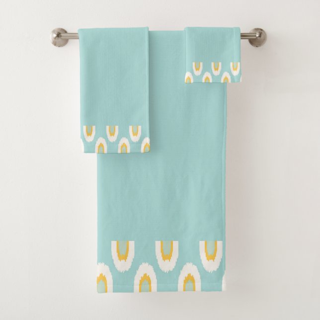 Aquamarine Pattern Edge Bath Towel Set (Insitu)