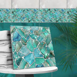 Aquamarine pebbles on pearl ceramic tile<br><div class="desc">Aquamarine pebbles on pearl</div>