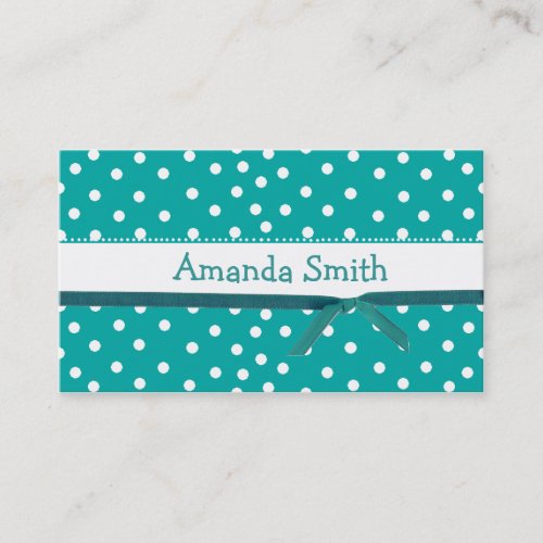 Aquamarine Polka Dot Girl's calling card Business Cards