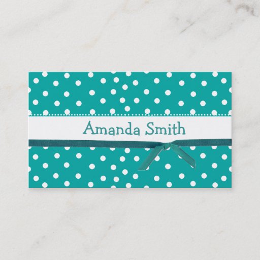Customizable Aquamarine Polka Dot Girl's calling card Business Cards