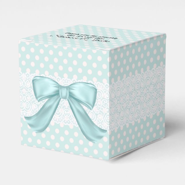 Aquamarine Polka Dot Wedding Favor Gift Box (Front Side)