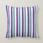 [ Thumbnail: Aquamarine, Purple, and Light Cyan Pattern Pillow ]