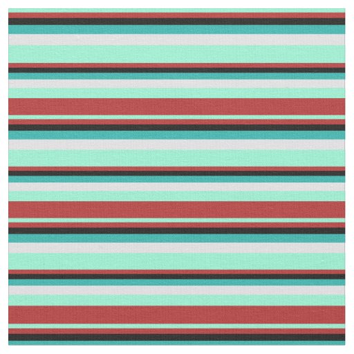 Aquamarine, Red, Black, Light Sea Green & Lavender Fabric