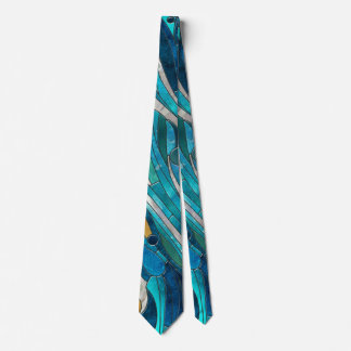 Aquamarine River Abstract Mosaic Art Neck Tie