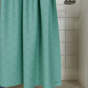Aquamarine Sea Green Mermaid Scales Shower Curtain