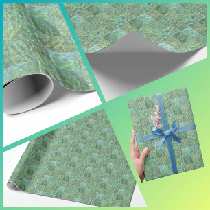 Aquamarine Seafoam Water Patchwork Boho Chic Wrapping Paper
