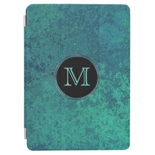 Aquamarine Shimmer  Ombre Blue Green Monogram iPad Air Cover