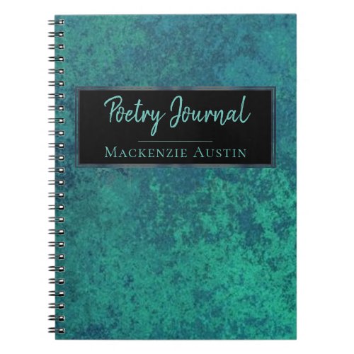 Aquamarine Shimmer  Ombre Blue Green Poetry Notebook