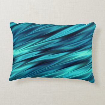 Aquamarine Silky Waves Accent Pillow by Rainbow_Pixels at Zazzle