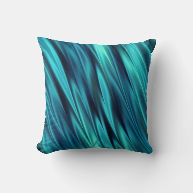 Aquamarine silky waves throw pillow (Front)