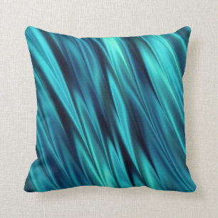 Aquamarine silky waves throw pillow