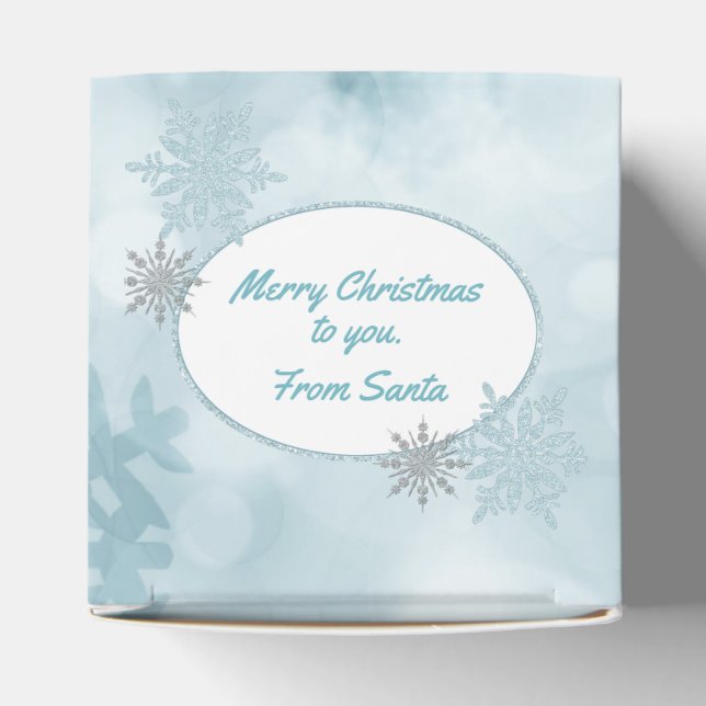 Aquamarine Snowflakes Holiday Favor Gift Box (Top)