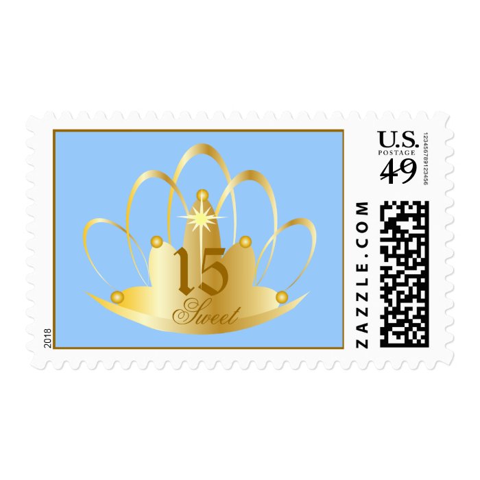 Aquamarine Sweet Fifteen Tiara Customize Stamps