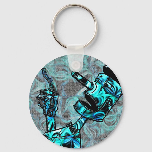 Aquamarine Tin Man Keychain (Front)