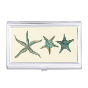 Aquamarine Triple Starfish Business Card Case