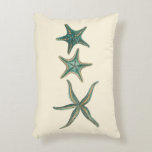 Aquamarine Triple Starfish Decorative Pillow
