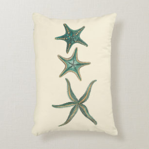 Aquamarine Triple Starfish Decorative Pillow