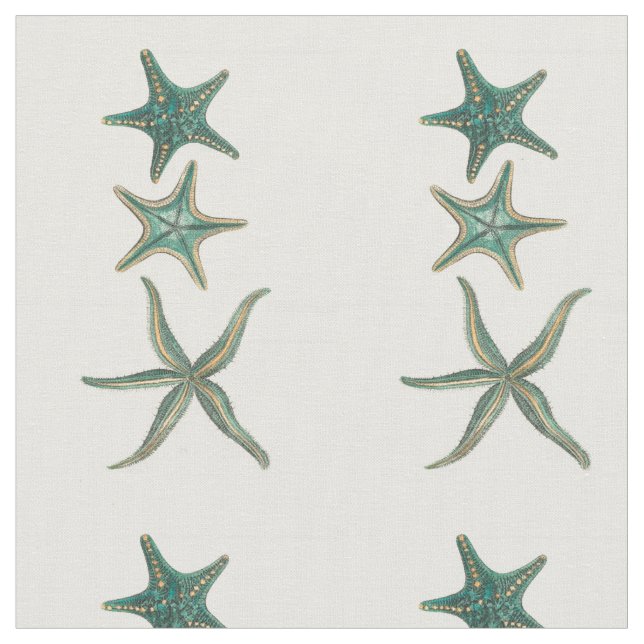 Aquamarine Triple Starfish Fabric (Close Up)