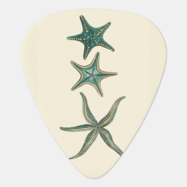 Aquamarine Triple Starfish Guitar Pick (Front)