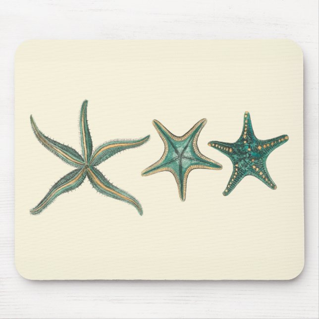 Aquamarine Triple Starfish Mouse Pad (Front)