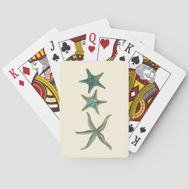 Aquamarine Triple Starfish Poker Cards (Back)