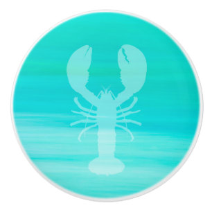 Aquamarine turquoise sea water with lobster ceramic knob