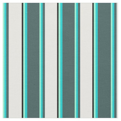 Aquamarine, Turquoise, Slate Gray, White & Black Fabric