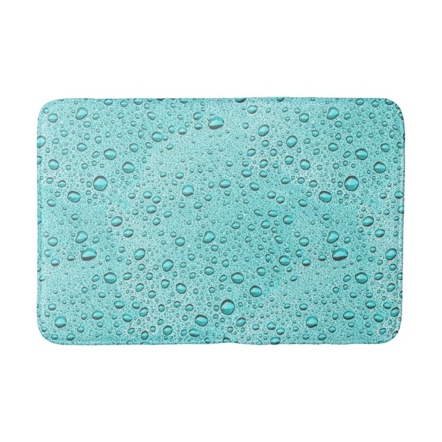 Aquamarine water droplets bath mat (Front)