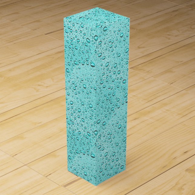 Aquamarine water droplets wine box (Front)