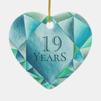   Aquamarine Watercolor Heart Cute Valentine's Day Ceramic Ornament