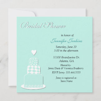 Aquamarine Wedding Cake Bridal Shower Invitation
