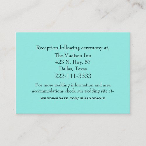 Aquamarine Wedding Enclosure Card Business Card Templates