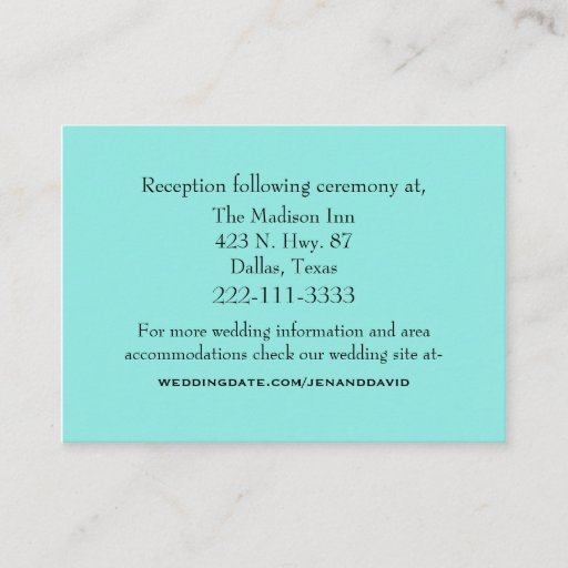 Customizable Aquamarine Wedding Enclosure Card Business Card Templates