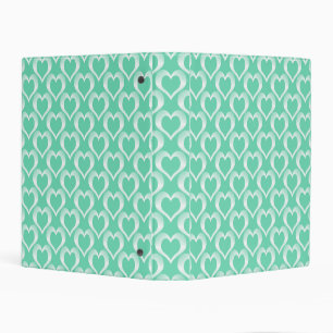 Aquamarine White Hearts Pattern Mini Binder