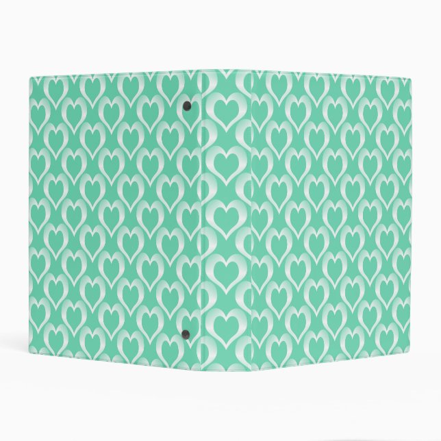 Aquamarine White Hearts Pattern Mini Binder (Background)