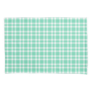 Aquamarine White Plaid Pattern Pillow Case