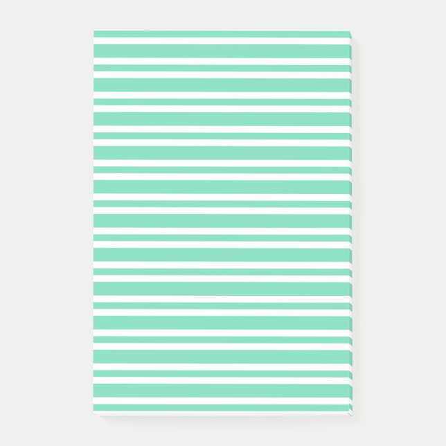 Aquamarine White Stripes Pattern Post-it Notes (Front)