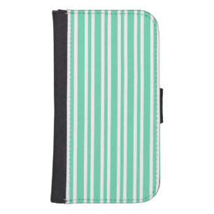 Aquamarine White Stripes Pattern Galaxy S4 Wallet Case