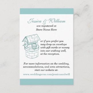 Aquamarine & White Wedding Wishing Well Card