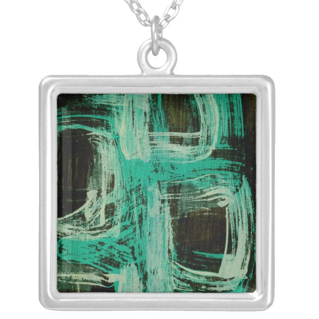 Aquamarine Windows I Silver Plated Necklace (Front)