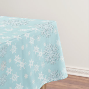 Aquamarine with Snowflakes Holiday Table Cloth