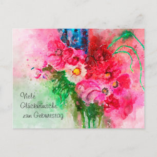 Aquarell Blumenstrausen Congratulations on the bir Postcard