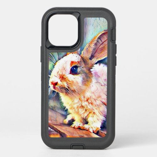 aquarell bunny OtterBox defender iPhone 12 case