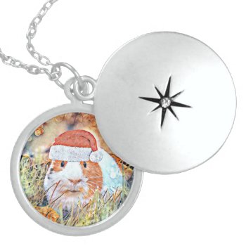Aquarell Christmas Guinea Locket Necklace by JAMColors at Zazzle
