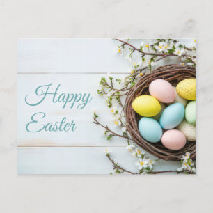 Aquarell Easter postcard in the nest