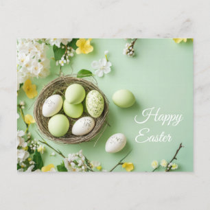 Aquarell Easter postcard in the nest