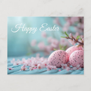 Aquarell Easter postcard with Easter eggs and flow
