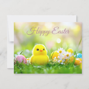 Aquarell Easter postcard with Easter eggs and swee