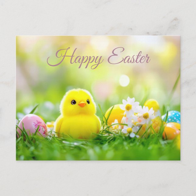 Aquarell Easter postcard with Easter eggs and swee (Front)